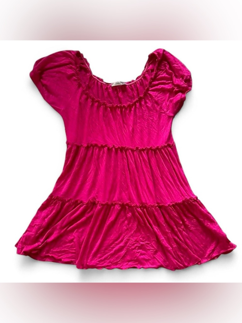 Soprano Hot Pink Tiered Short Sleeve Top